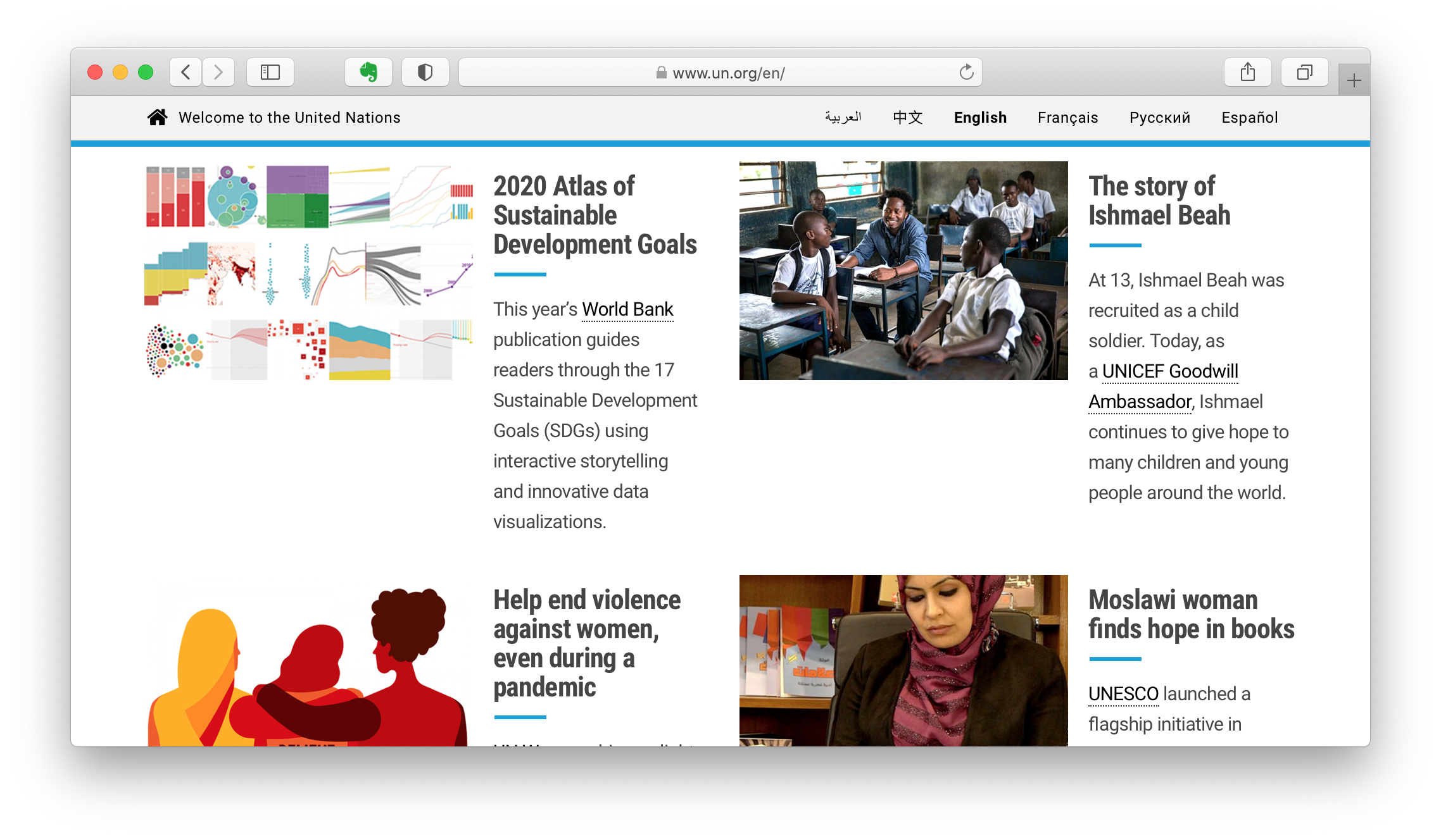 SDG Atlas 2020 featured on UN homepage
