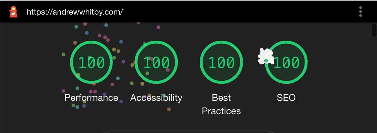 All 100s on Chrome's Latern site auditor